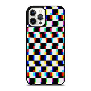 Glitch Vaporwave Checkered Pattern iPhone Case